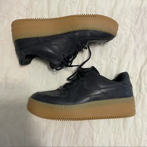 Womens Nike Air Force 1 Sage Low Shoes Black Gum